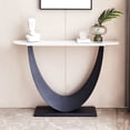 thumbnail image 3 of Williamspace 47.2" Modern Console Table, Entryway Table Sintered Stone Sofa Table U Shaped Accent Table with Metal Gold Base Adjustable Foot Pads for Hallway Corridor Living Room, Black, 3 of 6