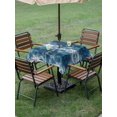 thumbnail image 4 of Outdoor Tablecloth with Umbrella Hole for Patio/Picnic/Party/Camping, Vintage Minimalist Waterproof Table Cloth Square Cover Washable, Deep Blue Abstract Tie-dye Texture (54"x 54"), 4 of 9