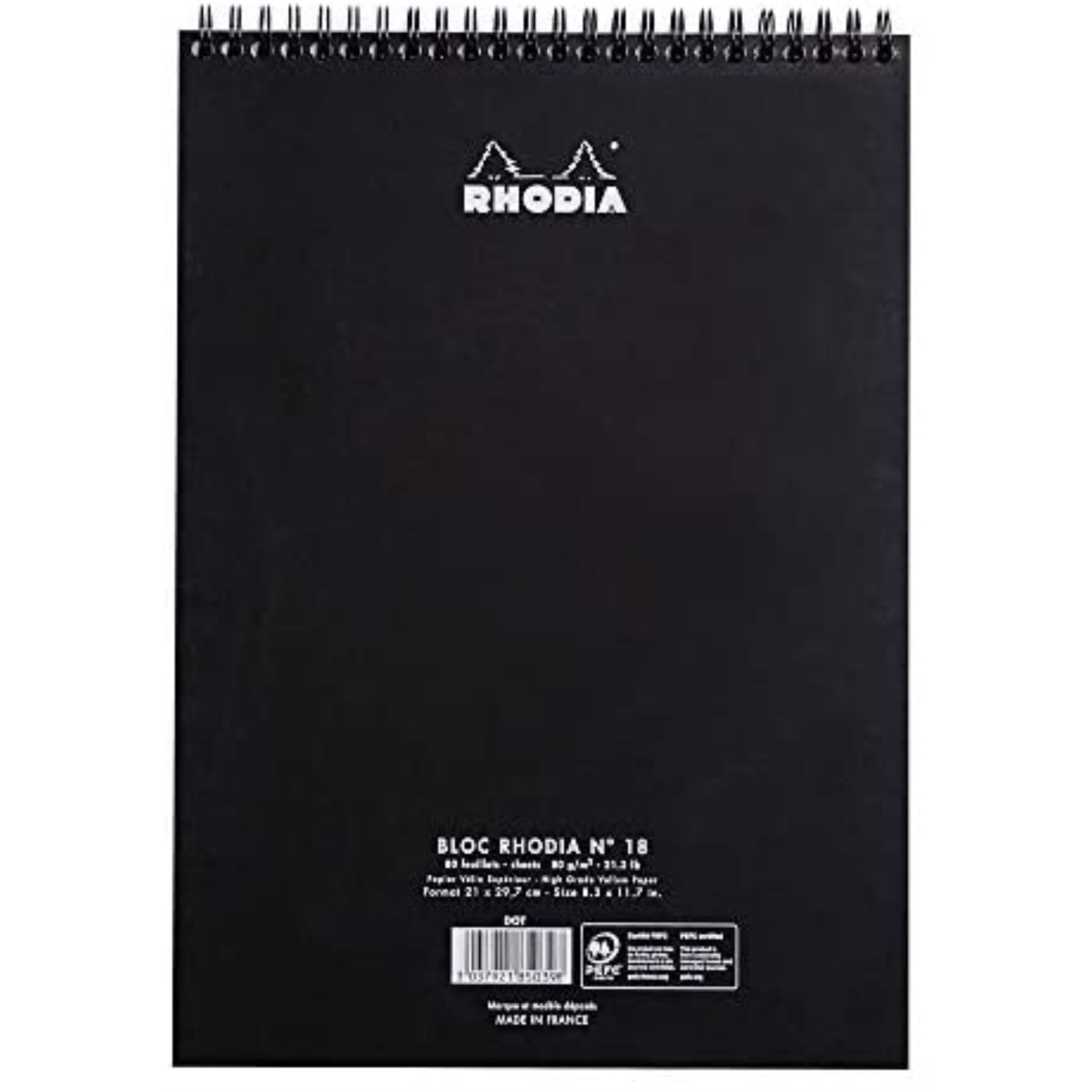Rhodia Wire-Bound Sketchbook, Dots, 8.25 in x 11.75 in, Black