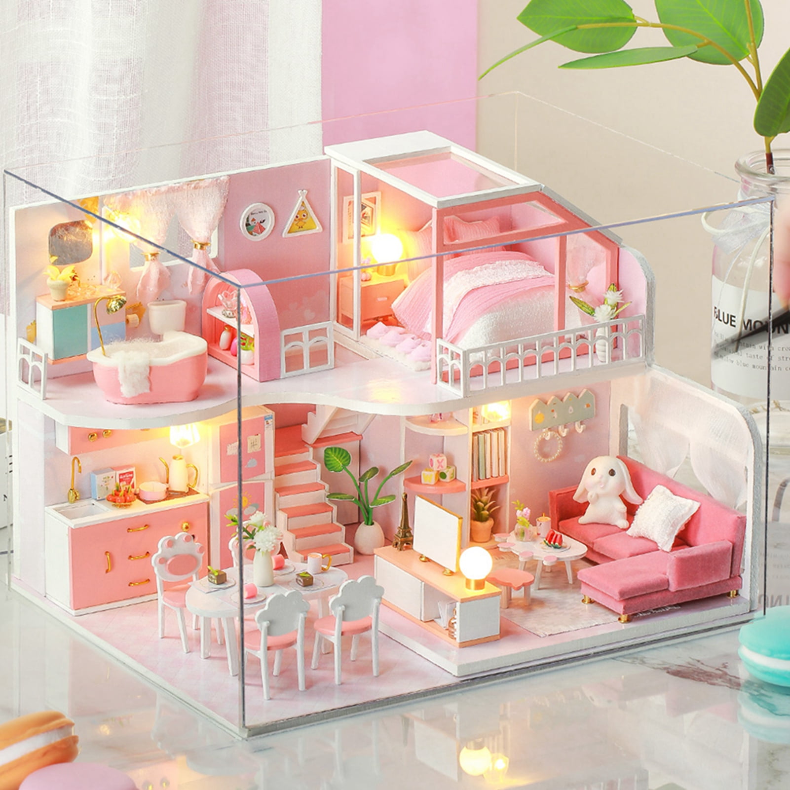 Diy Dollhouse Kit Doll House Kit Children Assembly DIY Dollhouse Kit Doll House Kit Miniature House Building Kit Birthday Gift