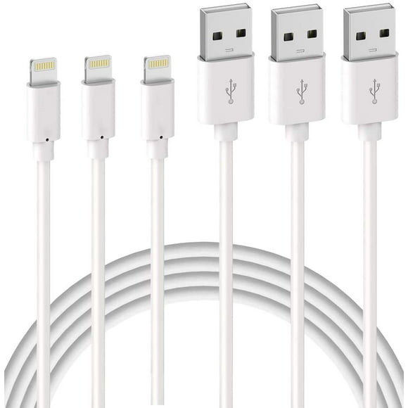 Pack de 3 iPhone 2M Chargeur Câble Cable Certifié par MFi avec Connecteur Résistant Câble de Charge Rapide Compatible avec iPhone SE 2020 11 Pro XS XR 8 Plus 7 Plus 6S iPad iPhone Cord