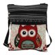 thumbnail image 1 of Bolso con cremallera de lona Bolso bandolera bohemio con estampado de búho Bolso de compras para mujer (550b), 1 of 7