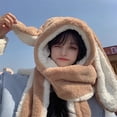 thumbnail image 2 of ziyahi Luxuriously Soft Rex Scarf Comfortable And Skin-friendly Winter Rabbit Ear Scarf Hooded Pink, 2 of 6