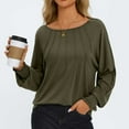thumbnail image 2 of Darzheoy Womens Tops Loungewear Pleated Solid Color Pullover Long Sleeve Comfortable T-Shirt Thermal Casual Loose Blouses, 2 of 6