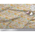thumbnail image 3 of Soimoi Modal Satin Fabric Leaves & Aster Floral Print Sewing Fabric Yard 42 Inch Wide, 3 of 3