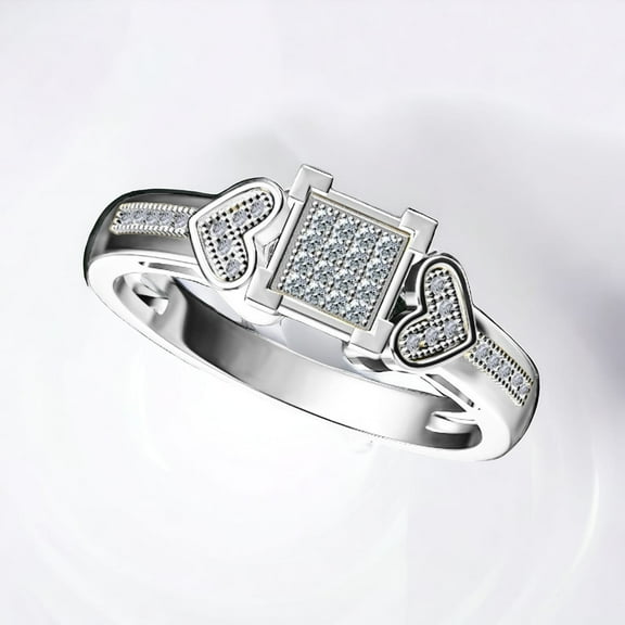 0.10ct Round Real Diamond 14k White Gold Plated Engagement Ring