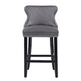 thumbnail image 3 of Set of 2 Wingback Upholstered Bar Stools with Nailhead Trim, Velvet Fabric Side Dining Room Chairs with Tufted Button, Living Room Chairs Counter Bar Stools Home Kitchen Island (Grey), 3 of 9