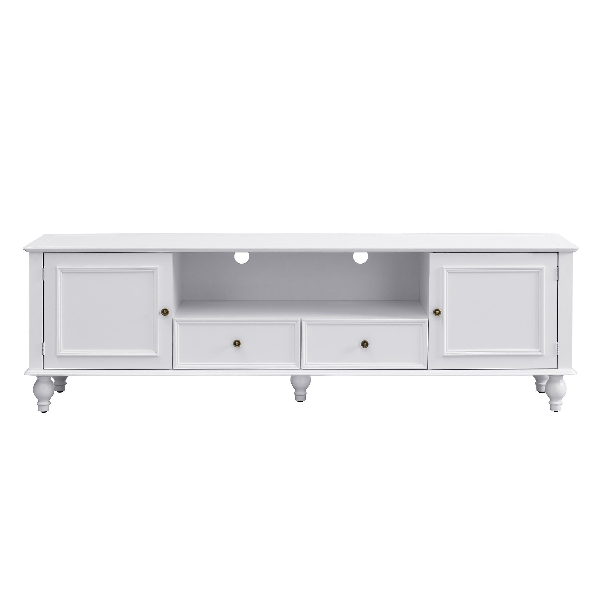 AENKYO Modern Minimalist TV Stand with Storage Cabinets & Drawers, Entertainment Console for TVs up to 75", White