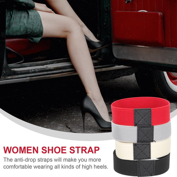 Luxshiny 4Pairs Elastic Detachable Shoe Strap Bands for Block Heels Pumps and Chunky Heels