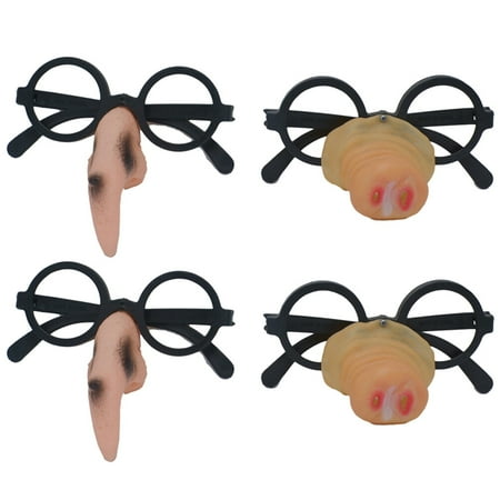 

Etereauty 4pcs of One Set Fuuny Eyeglass Pig Nose Glasses Witch Nose Glasses Creative Glasses Dress Up Prop for Wedding Party Halloween Festival (Pig Nose and Witch Nose 2pcs for Each)