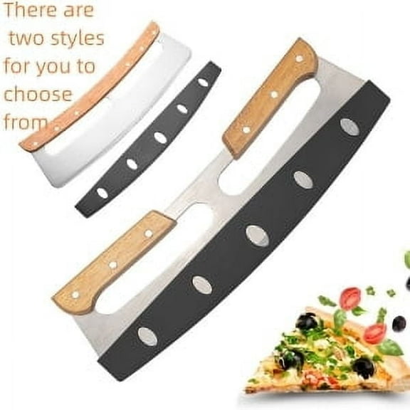 pizza cutter pizza cutter rocker 14 inch stainless steel pizza cutter with cover (Single wooden handle)