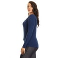 thumbnail image 2 of Lady's scoop Seamless Long Sleeve Top - Navy Blue, Plus Size, 2 of 5