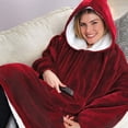 thumbnail image 3 of Sudadera con capucha para hombre y mujer, jersey holgado de franela para el hogar, camisón cálido de polar, manta para TV, 3 of 6