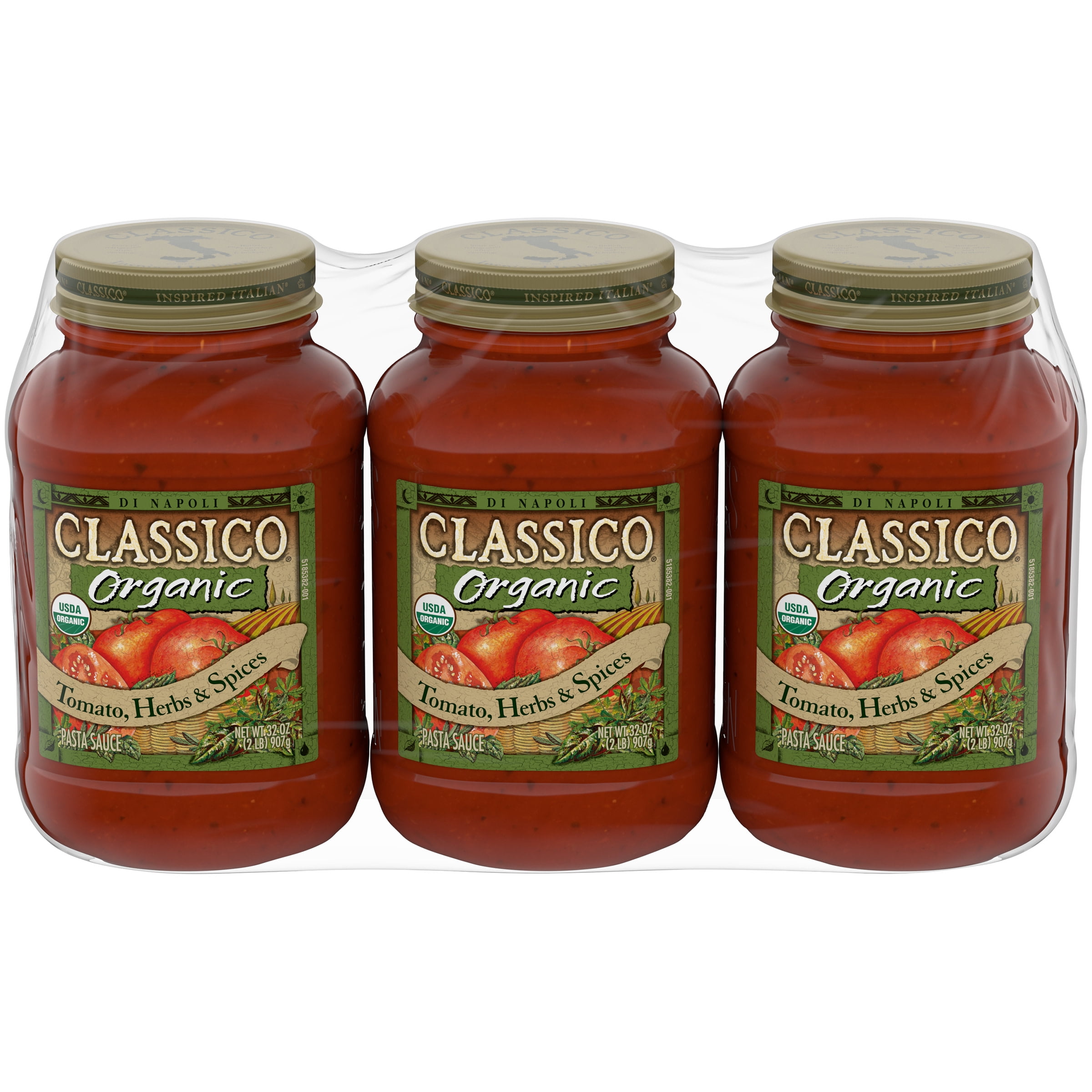 Classico Organic Tomato Herbs & Spices Pasta Sauce, 3 ct Pack, 32 oz Jars