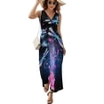 thumbnail image 2 of Neon Dragonfly with Golden Ornament And Rose with Shiny Smoke And Stars Dress Fashion Boho Beach Long Dresses Female Party Printed Maxi Dress, 2 of 9
