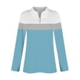 thumbnail image 6 of fatyb Women's Long Sleeve Shirts Color Block Quarter Zip Casual Tops Collar Pullover Blouses for Women, 6 of 7