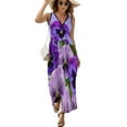 thumbnail image 2 of TOUCH OF SPRING PINK- PURPLE PANSY FLOWERS Dress Fashion Boho Beach Long Dresses Female Party Printed Maxi Dress, 2 of 9