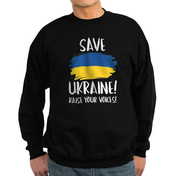 CafePress - Save Ukraine Raise Your Voices Sweatshirt (Dark) - Classic Crew Neck Sweatshirt