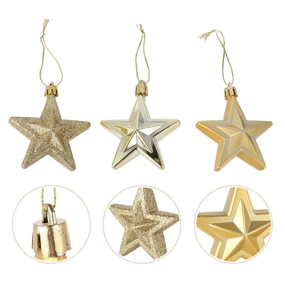 LULULION 18Pcs Golden Star Hanging Christmas Tree Decor Ideal for Festive Decoration