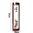 thumbnail image 2 of Termómetro Galileo de vidrio, un diseño con esferas multicolores en un marco de madera con acabado de cerezo, 2 of 5