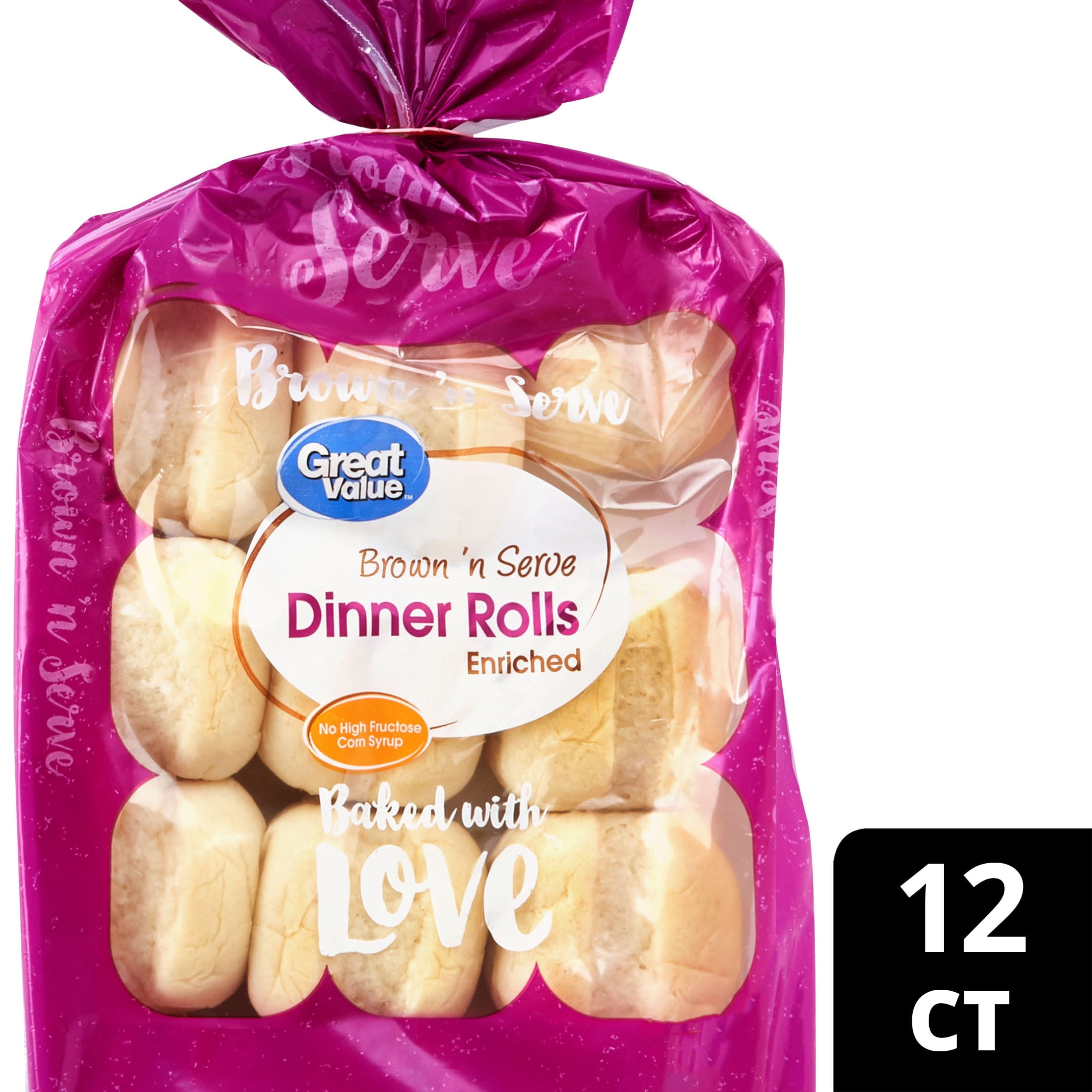 Great Value Brown 'n Serve Enriched Dinner Rolls, 11 oz, 12 Count