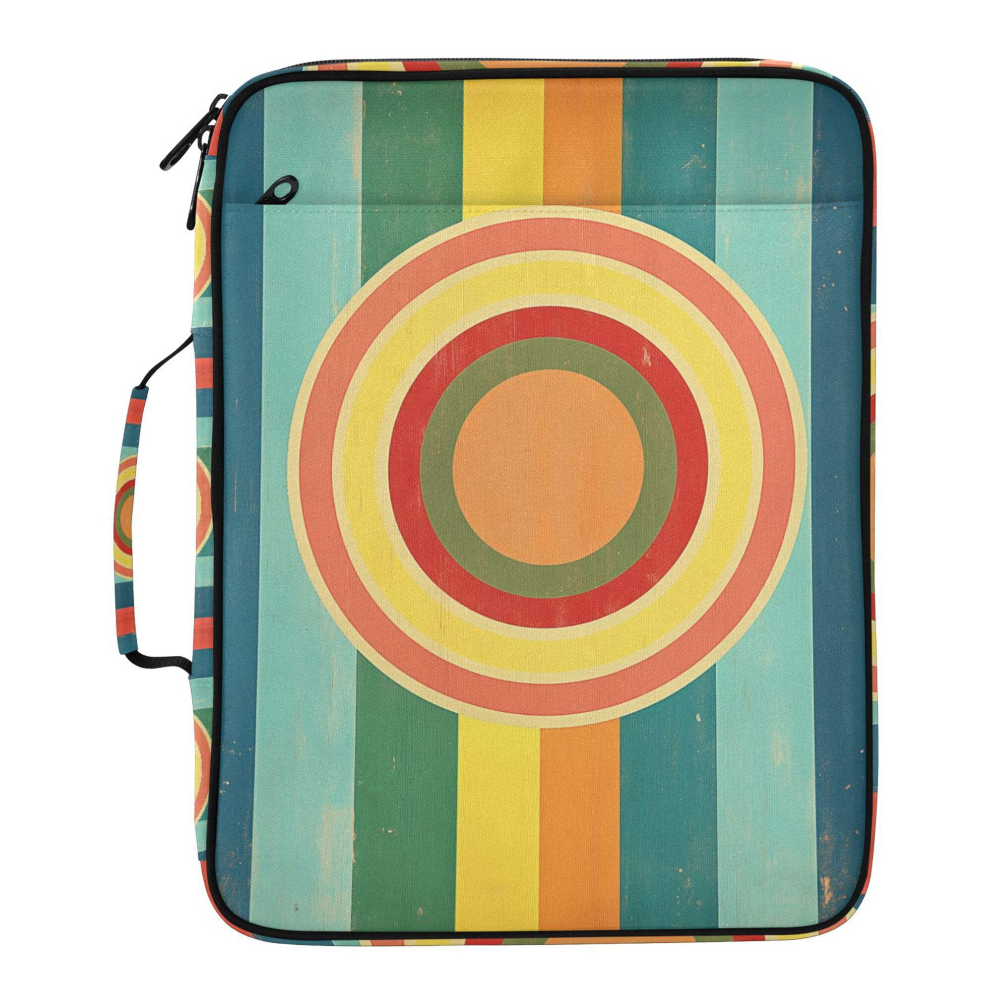FORMRS Accordion File Folder A4 Size 7-Pocket Expanding Document Organizer Bag with 3 Ring Binder, Colorful Stripes