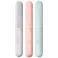 thumbnail image 1 of KAKOWELY 3pcs Portable Plastic Toothbrush Case Toothbrush Box Toothpaste Storage Holder Random Color,8.62"X1.22"X1.22", 1 of 5