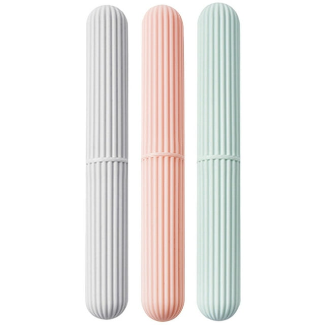 KAKOWELY 3pcs Portable Plastic Toothbrush Case Toothbrush Box Toothpaste Storage Holder Random Color,8.62"X1.22"X1.22"