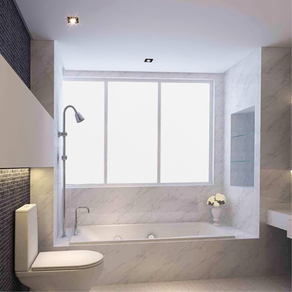 VELIMAX Privacy Frosted Window Film Non-Adhesive Frosted Window Cling Sticker Opaque Glass Tint for Bathroom Home Office,White(35.4 x 78.7 inches)
