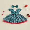 thumbnail image 4 of Robe à Carreaux Col Carré Manches Volantes avec Ceinture + Bandeau Nœud, 4 of 9