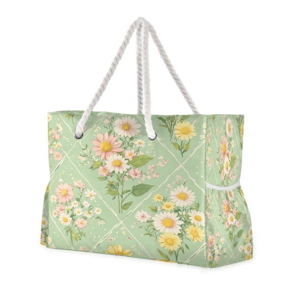 DIXRUYEE Beach Cooler Travel Tote Bags Beach Bag Fashion Daisy Delight Printed