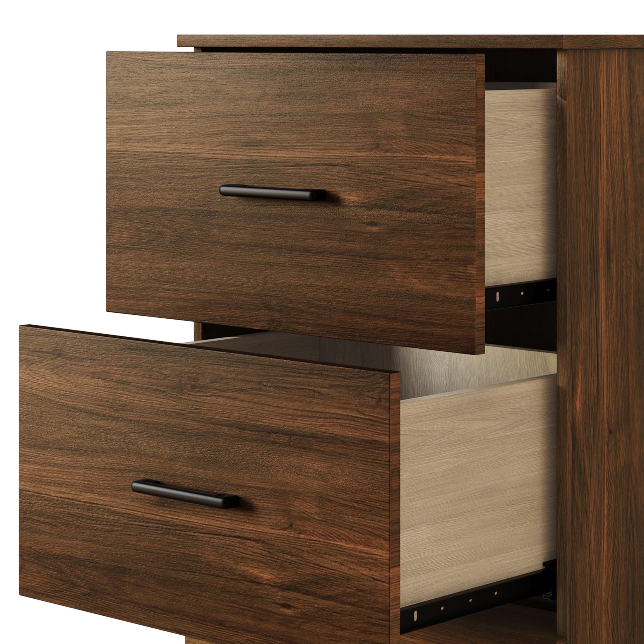 Home Design Meriden Nightstand with 2 Storage Drawers and Wood-Look Finish, Space-Saving Design, Brown (Set of 2)