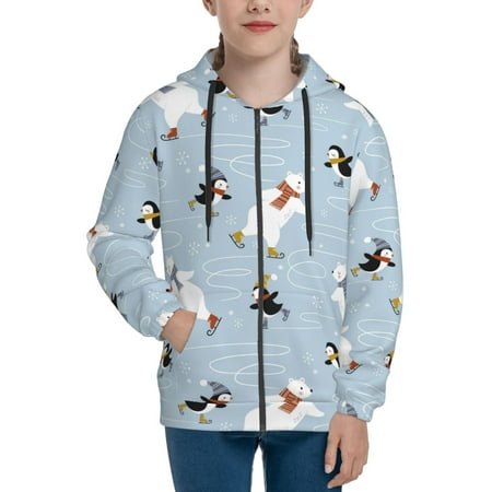 

Hoodies for Teen Girls Boys Skiing penguin Bear Long Sleeve Youth Kids Essentials Zip Up Hoodie Lghtweight Fashion Hoodies & Sweatshirts Jacket Fall Winter Outfits Tops