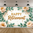 thumbnail image 6 of Floral Design Retirement Banner Decorative Leaves Happy Retirement Celebration Backdrop for Party Indoor Outdoor Decoration, 6 of 8