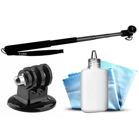 xArm Self Shot Photo Video Monopod Stick Pole Mount + Tripod Adapter + Dust Removal Cleaning Kit for GoPro Hero4 Hero3+ Hero3 Hero2 Hero 4 3+ 3 2 1 Camera Camcorder