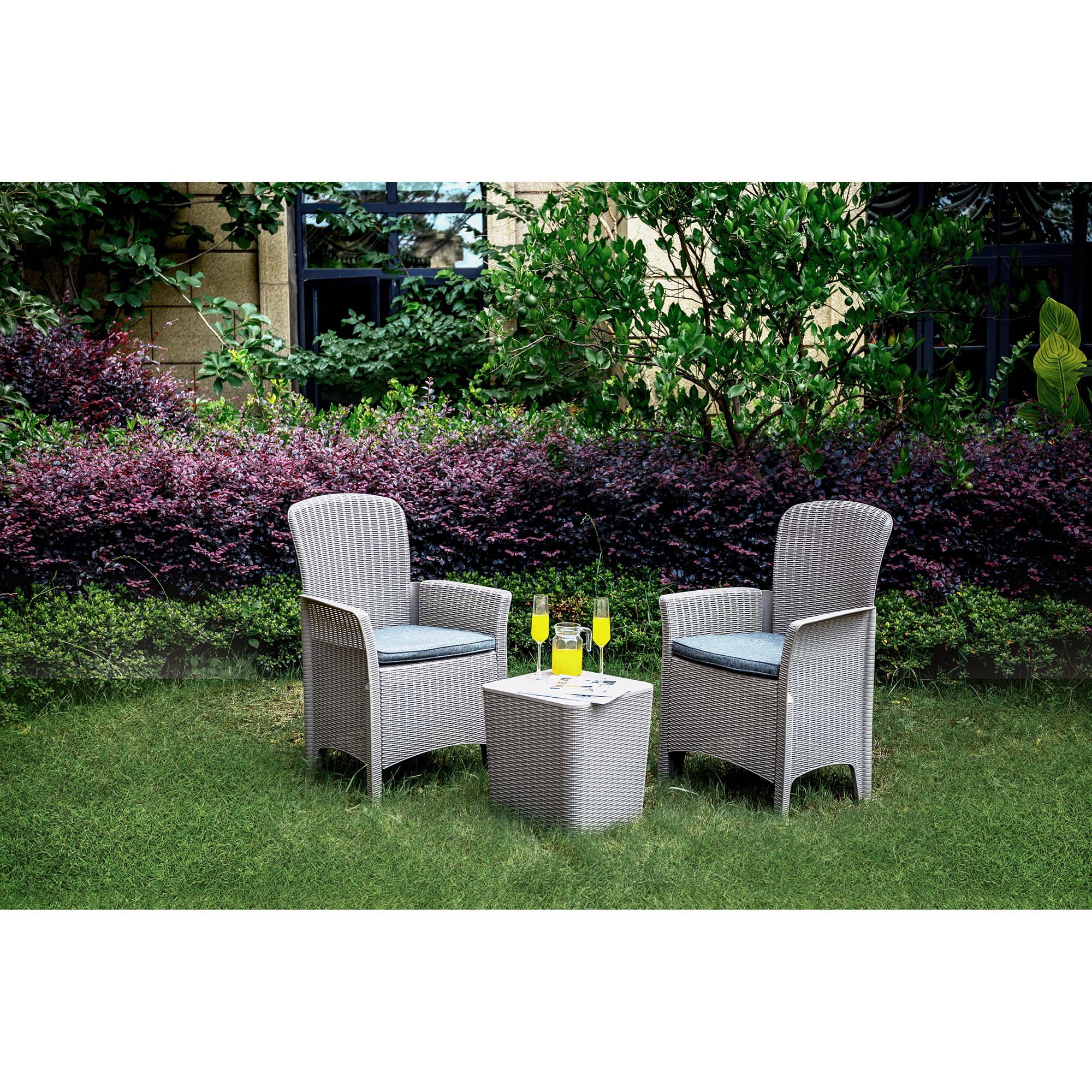 Direct Wicker Gray Plastic Outdoor Patio Dining Chair Set with Cushion(2Pack)