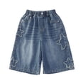 thumbnail image 3 of Uobin Girls Denim Bermuda Shorts Y2k Casual Wide Leg Jean Long Shorts Knee Length Jorts Summer Jean Shorts Streetwear, 3 of 9