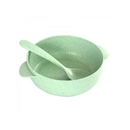 Blue Green Dishes Lavaport 2pc/set Children Cartoon Tableware Dinner Plate Baby Training Bowl Spoon Feeding ()