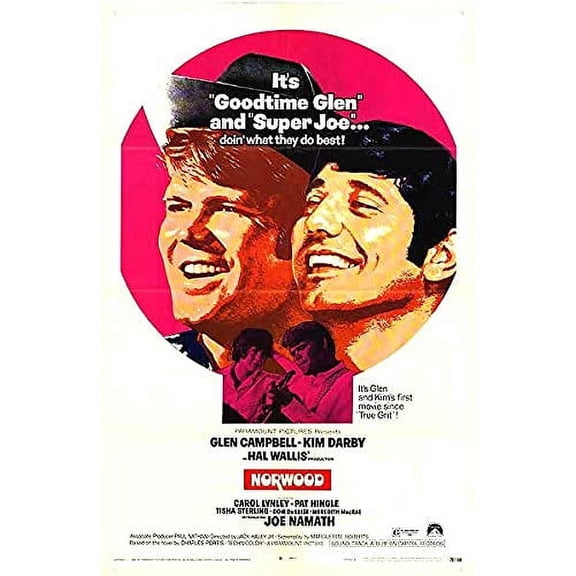 NORWOOD (1970) Original Authentic Movie Poster 30x40 - S/S - Rolled - Glen Campbell - Kim Darby - Joe Namath - Carol Lynley