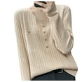 thumbnail image 3 of Womens Long Sleeve Tops T Shirts Crew Neck Warm Pullover Knit Winter Fall Clothes for Women Tees Blouses Beige M, 3 of 6