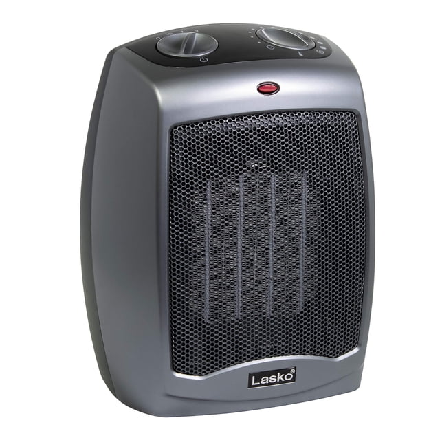Lasko 754201 - Calentador eléctrico de cerámica portátil pequeño de 1500 W con interruptor de seguridad de vuelco, protección contra sobrecalentamiento, termostato y cable extra largo de 8 pies para i