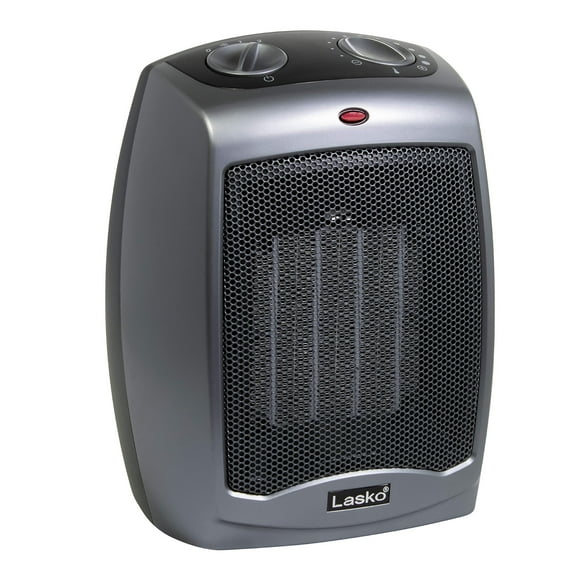 Lasko 754201 - Calentador eléctrico de cerámica portátil pequeño de 1500 W con interruptor de seguridad de vuelco, protección contra sobrecalentamiento, termostato y cable extra largo de 8 pies para i