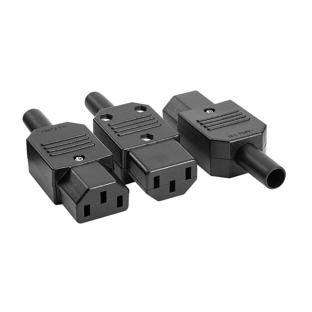 Adaptador de conector de enchufe IEC320 C13 de montaje en panel hembra de 3 terminales AC250V 10A (3 piezas)