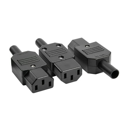 3Pcs AC250V 10A Female 3Terminals Panel Mount IEC320 C13 Plug Adapter Connector