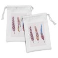 thumbnail image 1 of Feather Fabric Pouch Set of 2, Graphic of Hand Painted Watercolor Bohemian Items Colorful Abstract Plumes, Small Drawstring Bag for Toiletries Masks and Favors, 9" x 6", Multicolor, by Ambesonne, 1 of 2