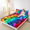thumbnail image 4 of Feelyou Stereoscopic Square Teens Bed Sheets, Colorful Pixelate Miner King Sheets, Gaming Gamer Sheet Set, Ultra Soft Bedroom Decor, 4-Piece, 4 of 7