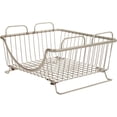 thumbnail image 1 of Spectrum Diversified Ashley Stackable Tray, Wire Basket with Raised Feet and Looped Handles, Modular Stacking Bin System for Kitchen Countertop & Desk Organization, Satin Nickel, 1 of 8