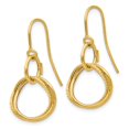 thumbnail image 3 of 14k Yellow Gold Dangle Textured Polished Shepherd hook Small Twisted Circle Sheperad Hook Earrings Measures 27x12mm Wide, 3 of 4
