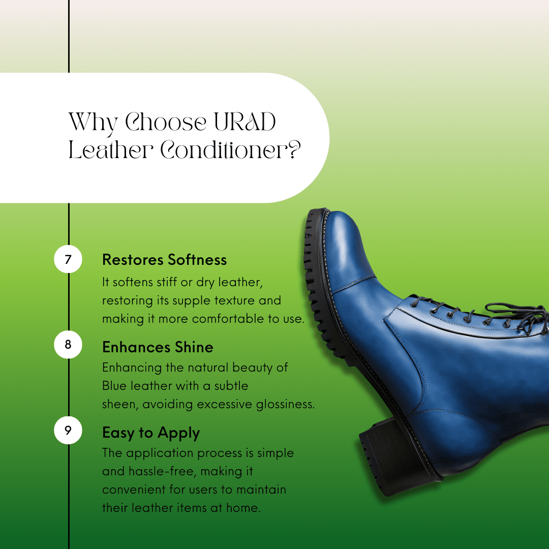 URAD Leather Conditioner, Blue, 50ml - Restores, Protects & Brightens Blue Leather Bags, Shoes, Jackets & Furniture