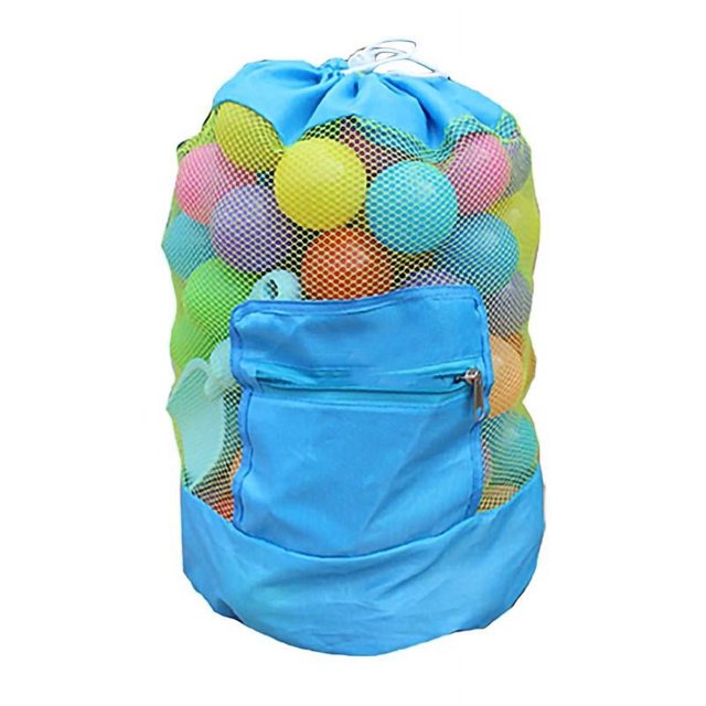 Bolsa de playa grande de malla, duradera, con cordón ajustable, para guardar juguetes de piscina y natación, ideal para mantenerla alejada de la arena y el agua. No incluye juguete.